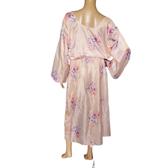 Vintage 70s Handmade Semi Sheer Floral Bluson Mumu Caftan Housedress - Picture 4 of 8